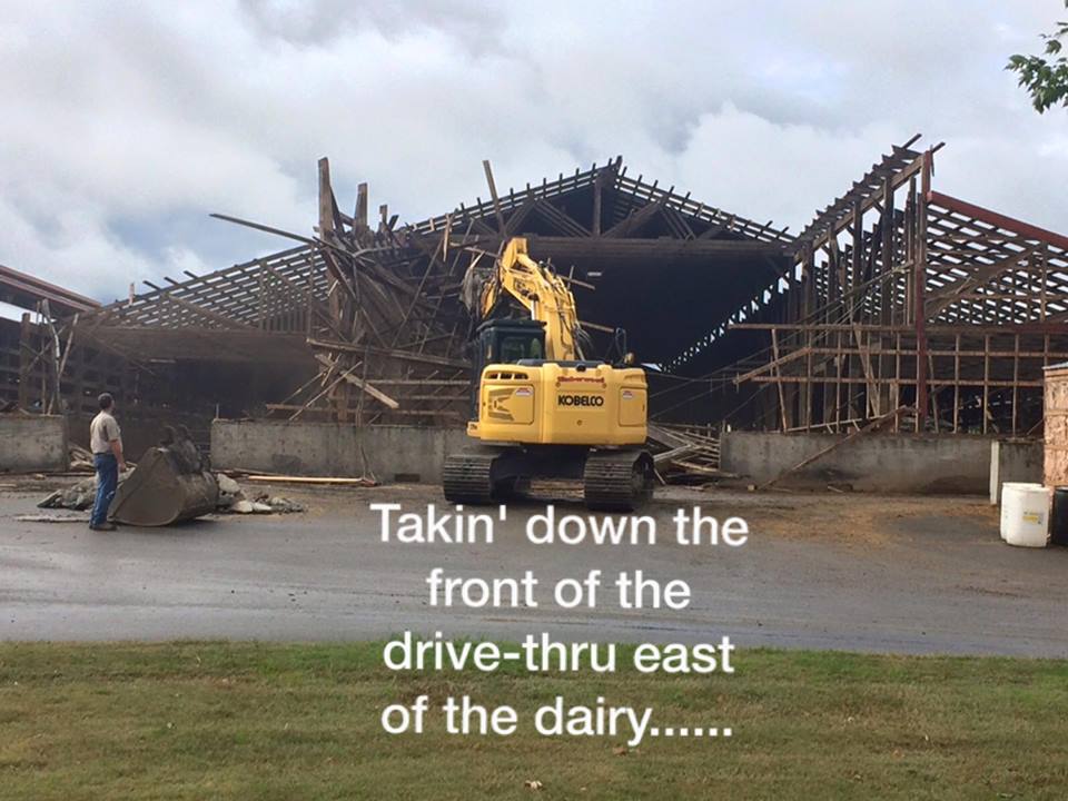 Tearing Down the Front of the Old Dive Through Barn